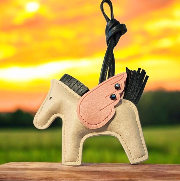 Tan and Pink Pegasus Handbag Charm. - Picture 2 of 3
